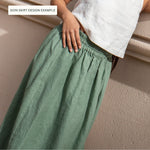 Bay-2 (or Bay) linen top in Cream + Sion linen skirt in Green Melange (non-customizable) - notPERFECTLINEN