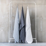Set of hand and bath waffle linen towel / Washed waffle linen towels in ice blue/silver grey