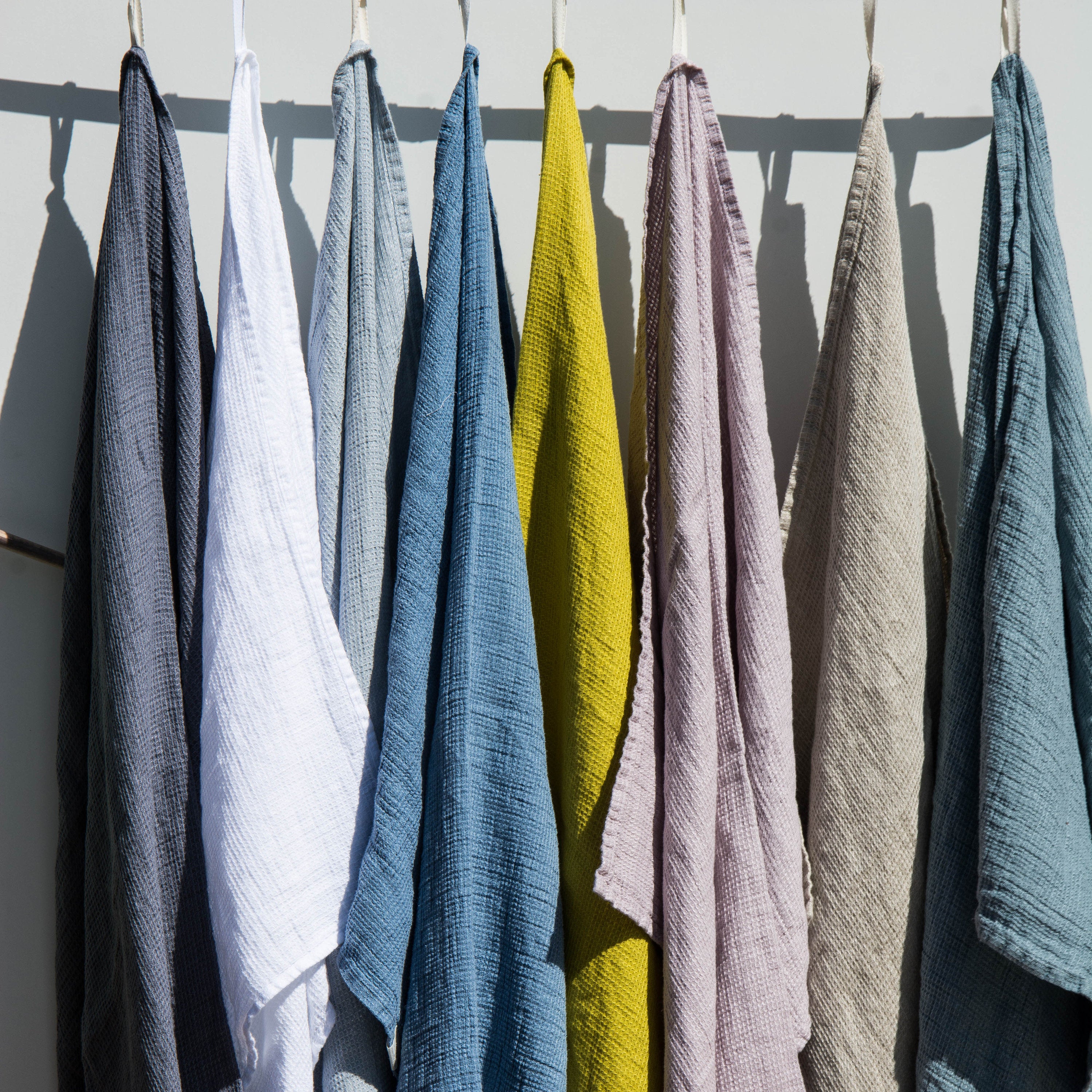 Large linen waffle bath towel / in petrol blue / READY TO SHIP / Set of 1-2-3-4