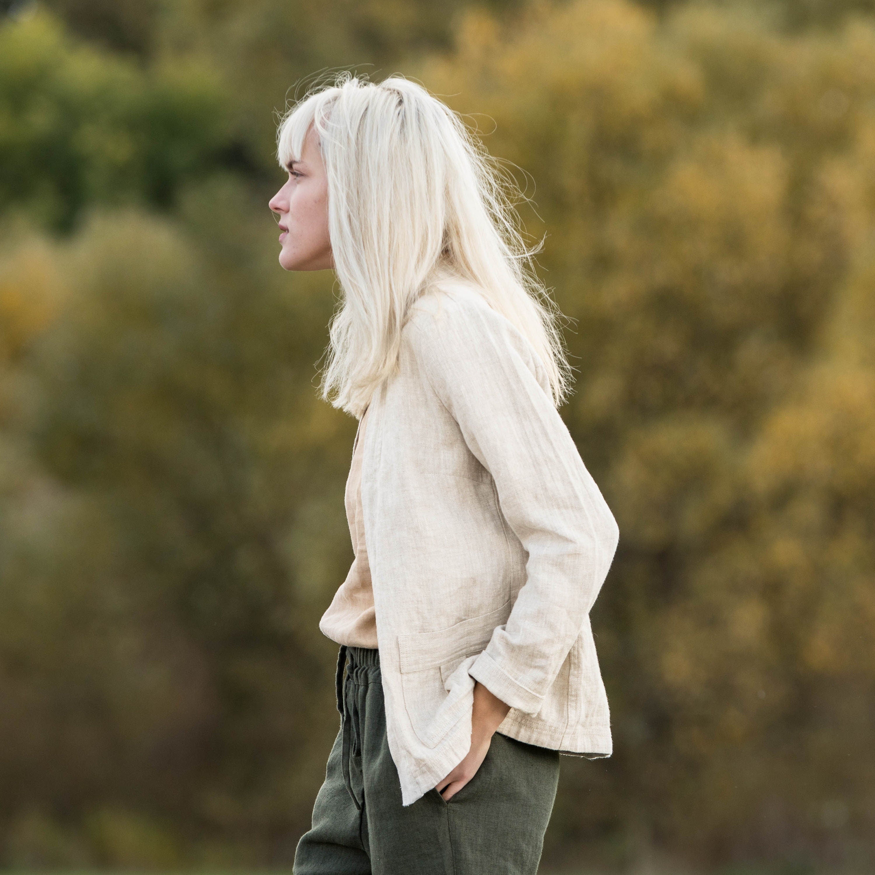 Wrap linen jacket STOCKHOLM in heavy linen/ Washed and soft linen wrap jacket / Short linen jacket