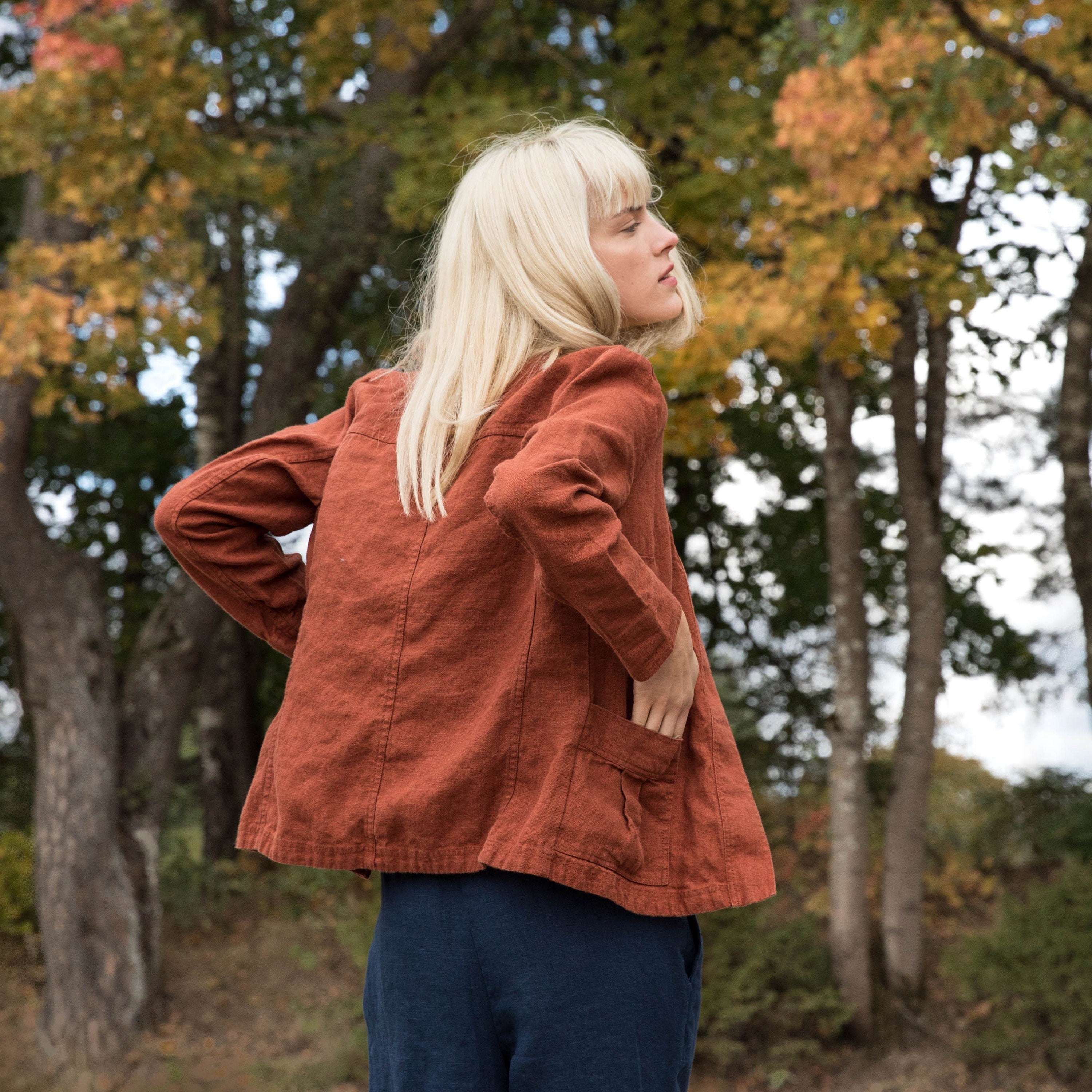 Wrap linen jacket STOCKHOLM in heavy linen/ Washed and soft linen wrap jacket / Short linen jacket