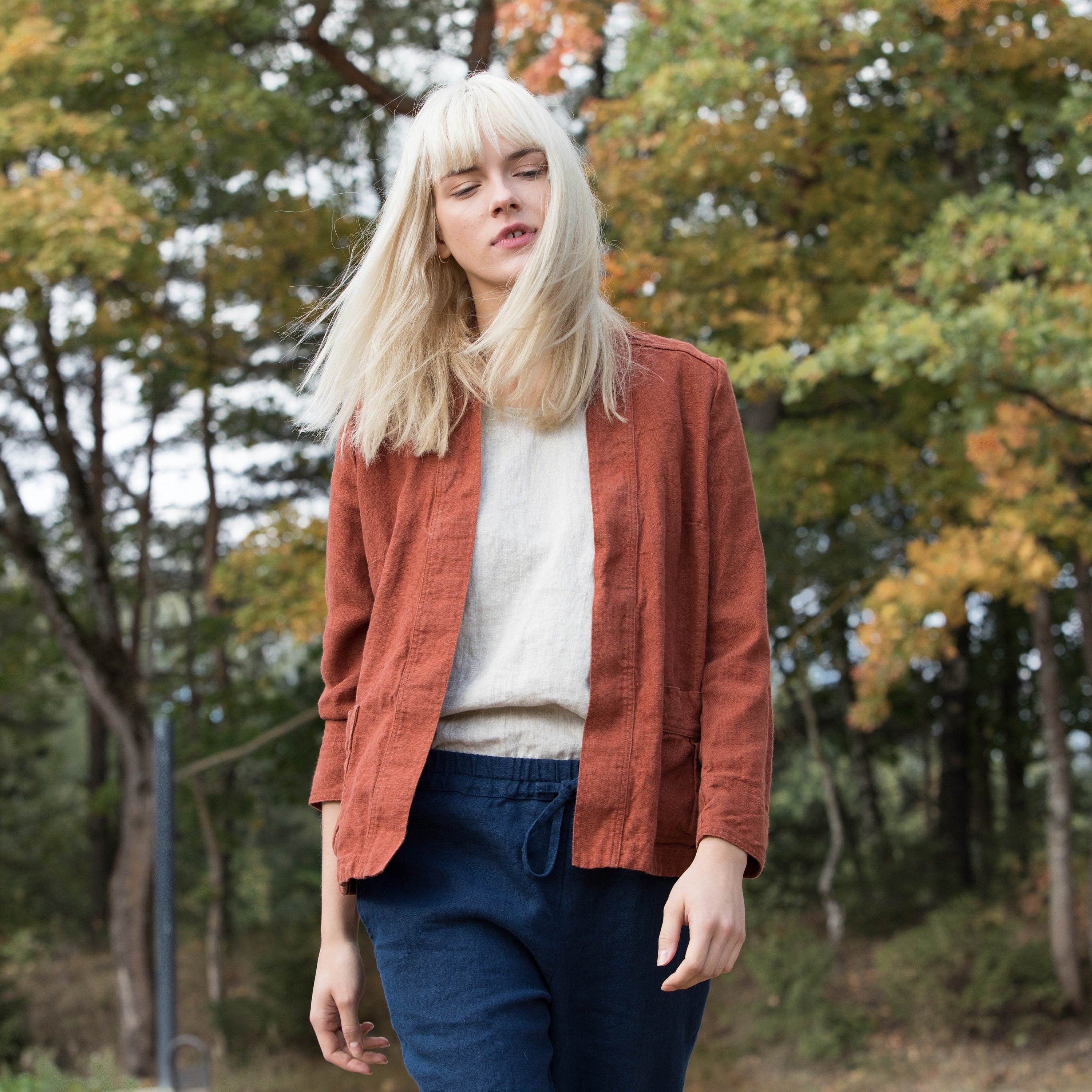 Wrap linen jacket STOCKHOLM in heavy linen/ Washed and soft linen wrap jacket / Short linen jacket