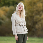 Wrap linen jacket STOCKHOLM in heavy linen/ Washed and soft linen wrap jacket / Short linen jacket