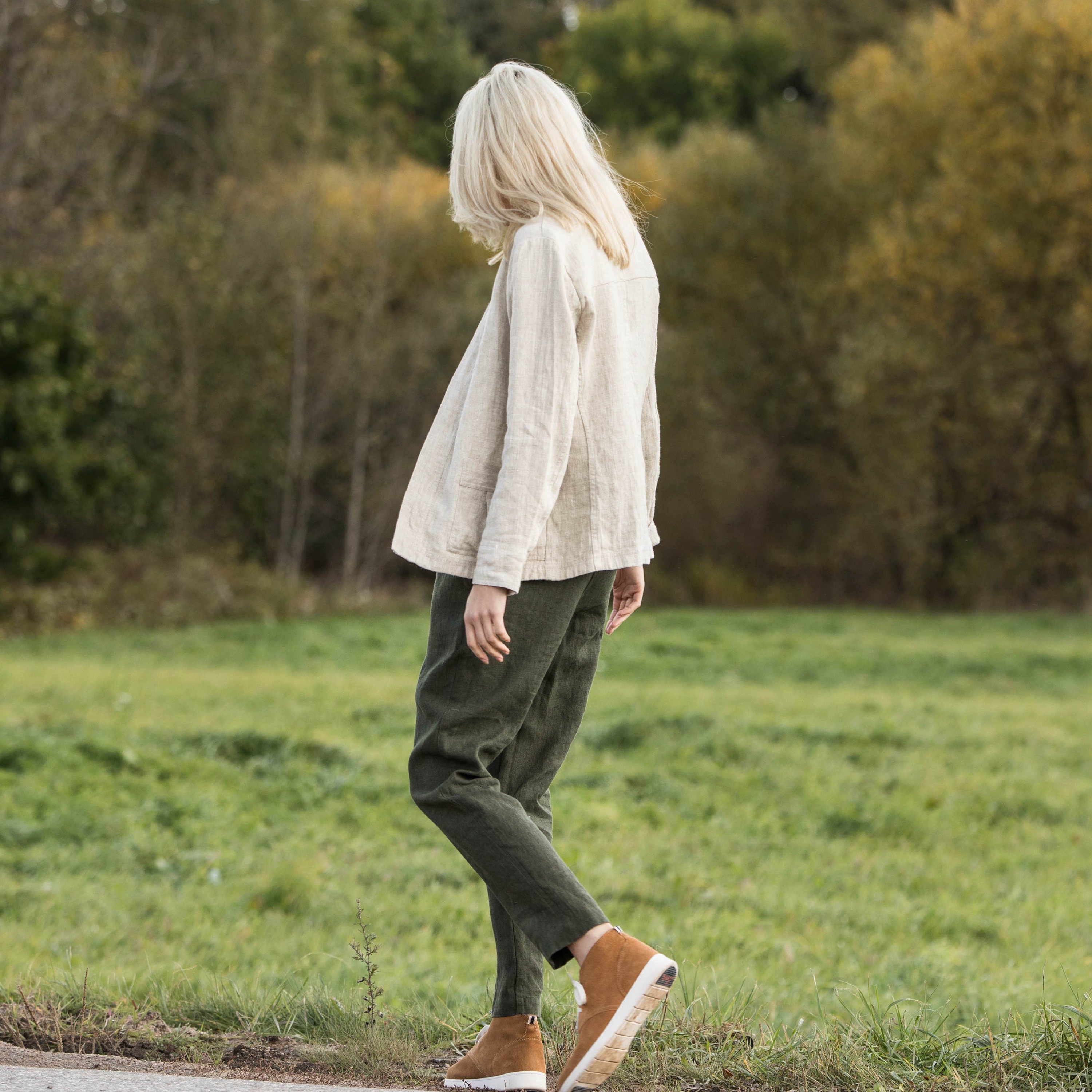 Wrap linen jacket STOCKHOLM in heavy linen/ Washed and soft linen wrap jacket / Short linen jacket