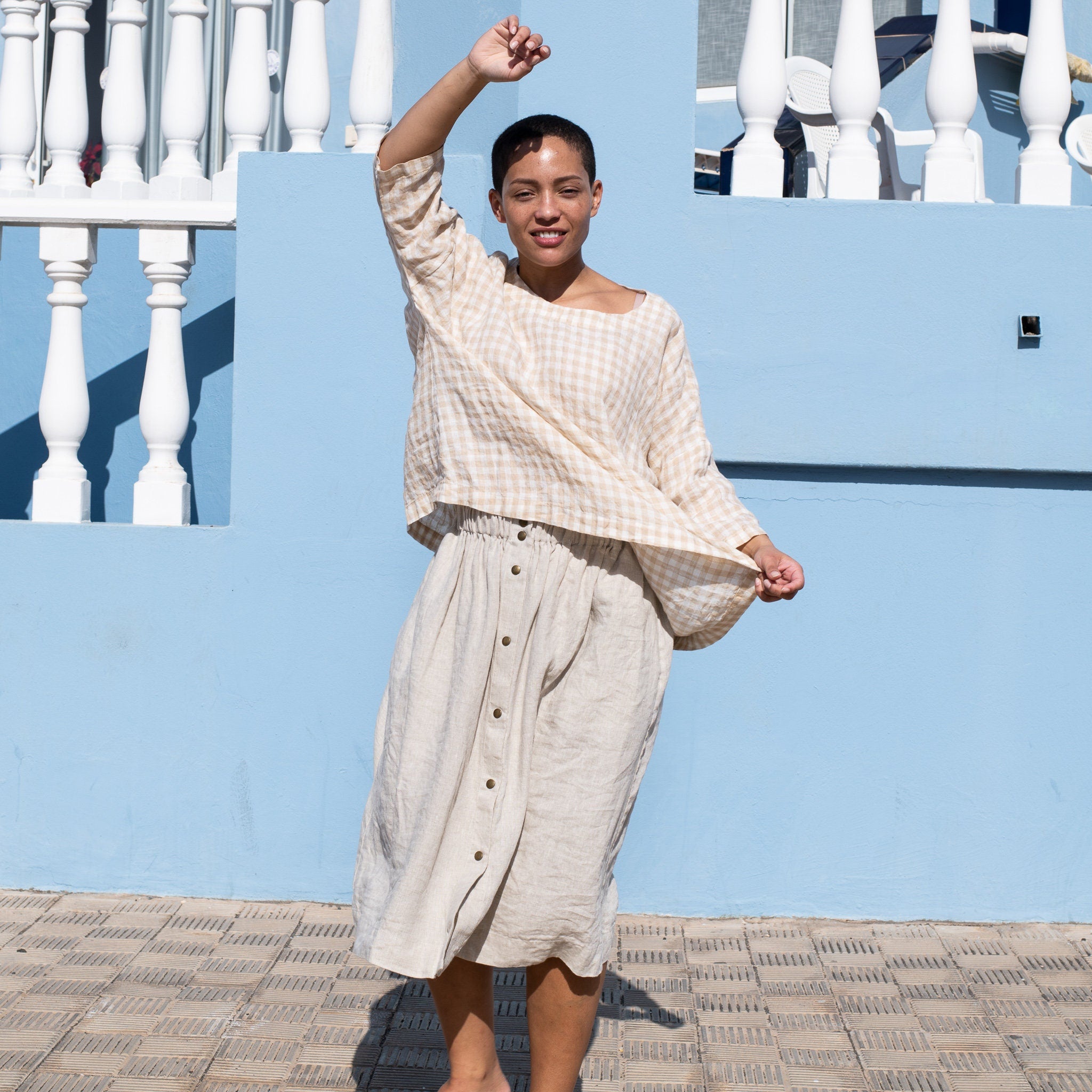 Oversized linen top OLD LONDON in light weight linen