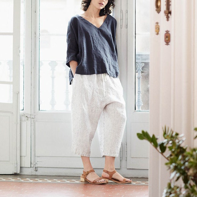 TOKYO drop crotch linen pants - notPERFECTLINEN