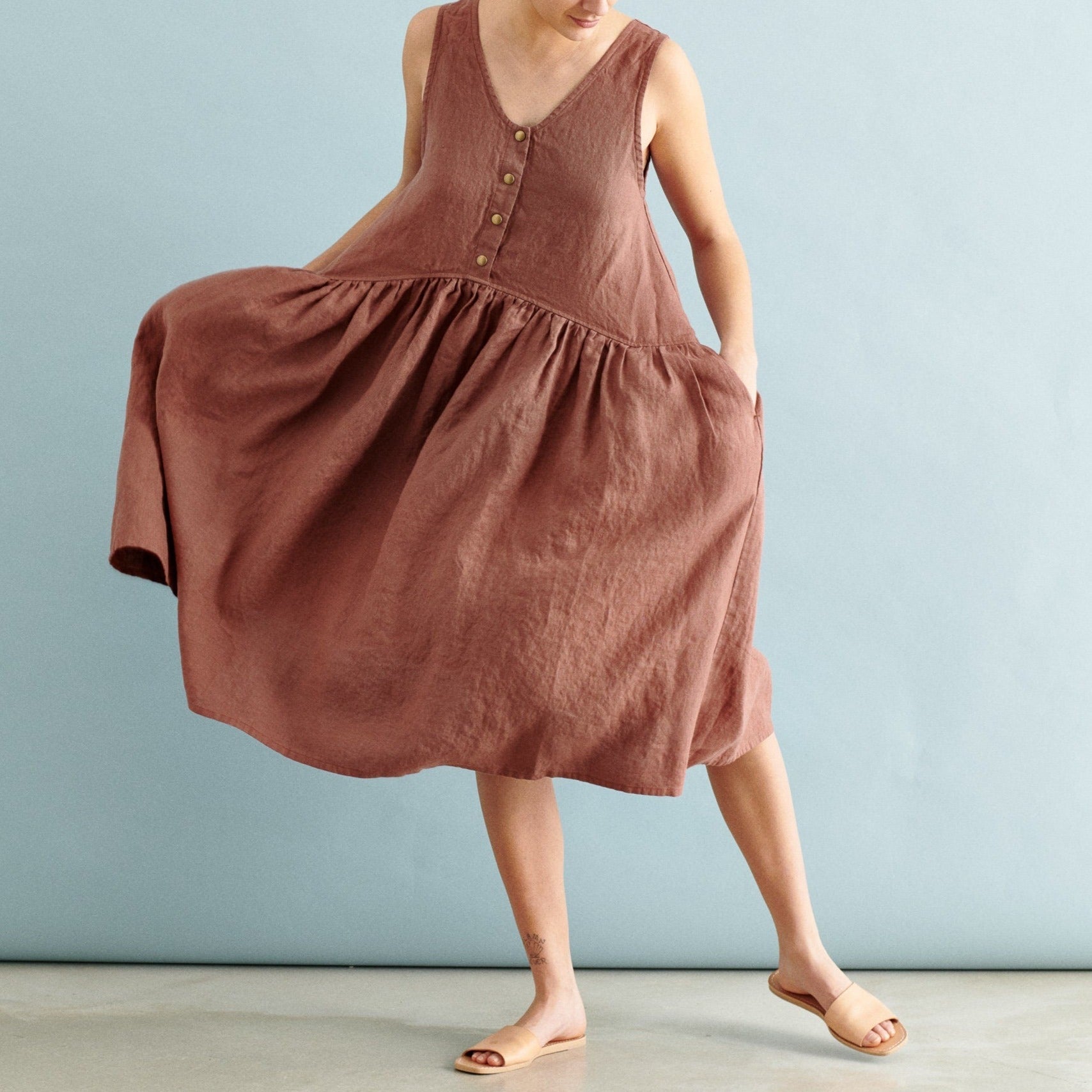 Oversized Linen Dress - VOLUME-2 Front Snap – notPERFECTLINEN
