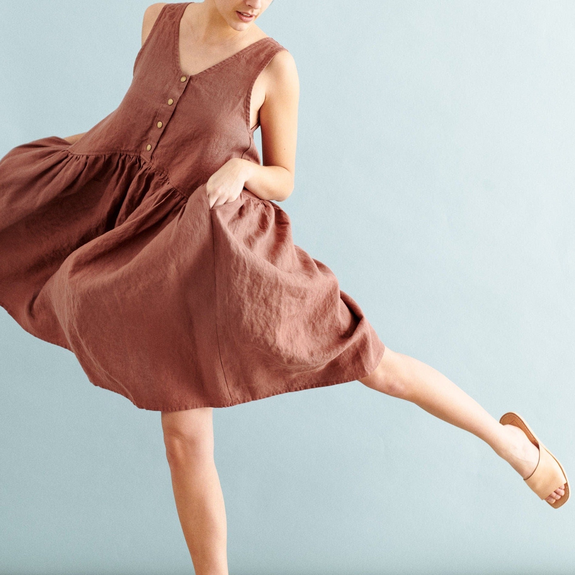 Oversized Linen Dress - VOLUME-2 Front Snap – notPERFECTLINEN