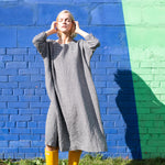 Linen dress RENNES with drop shoulder long sleeves /Oversized loose fitting / Washed linen tunic