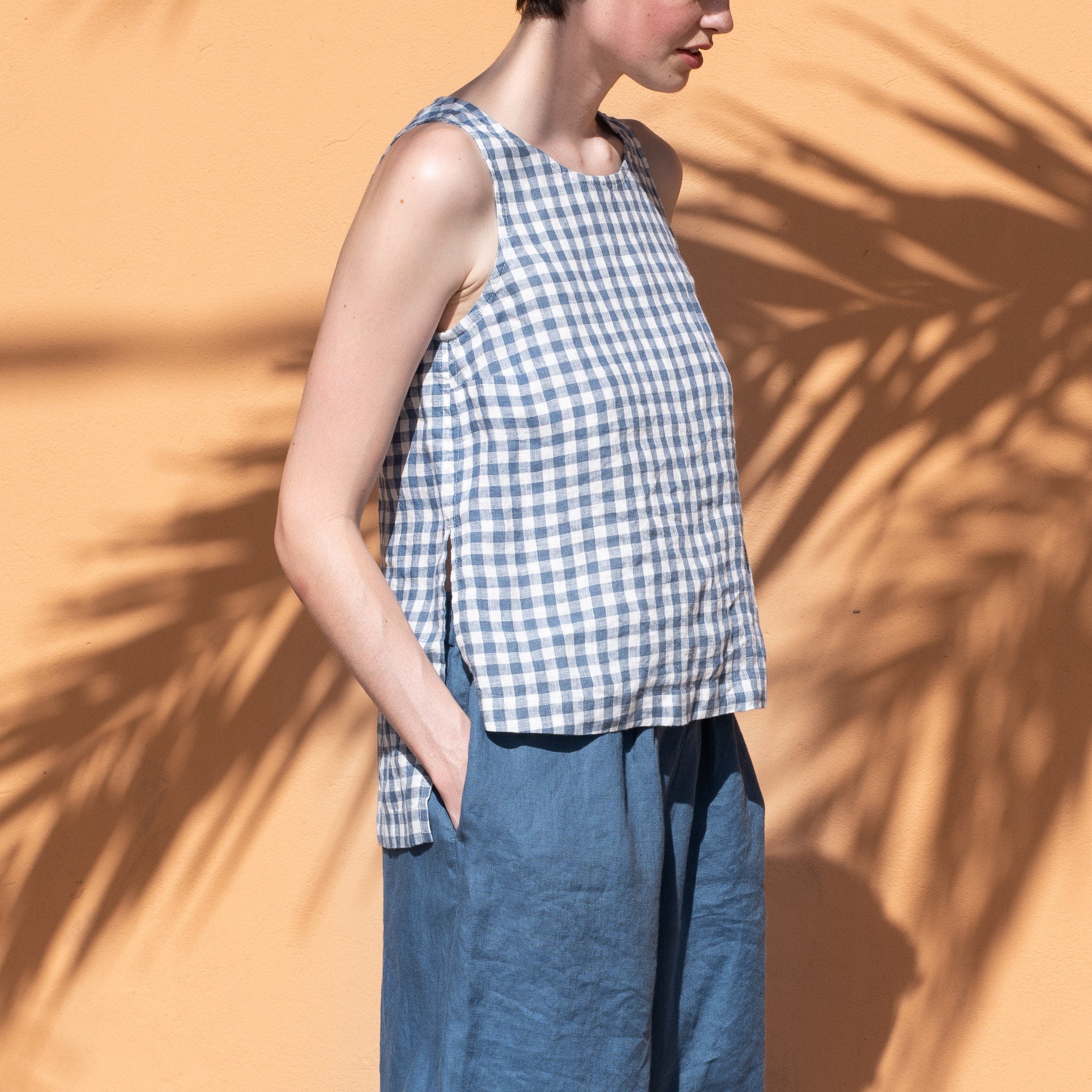 Linen tank top MALMO in light weight linen