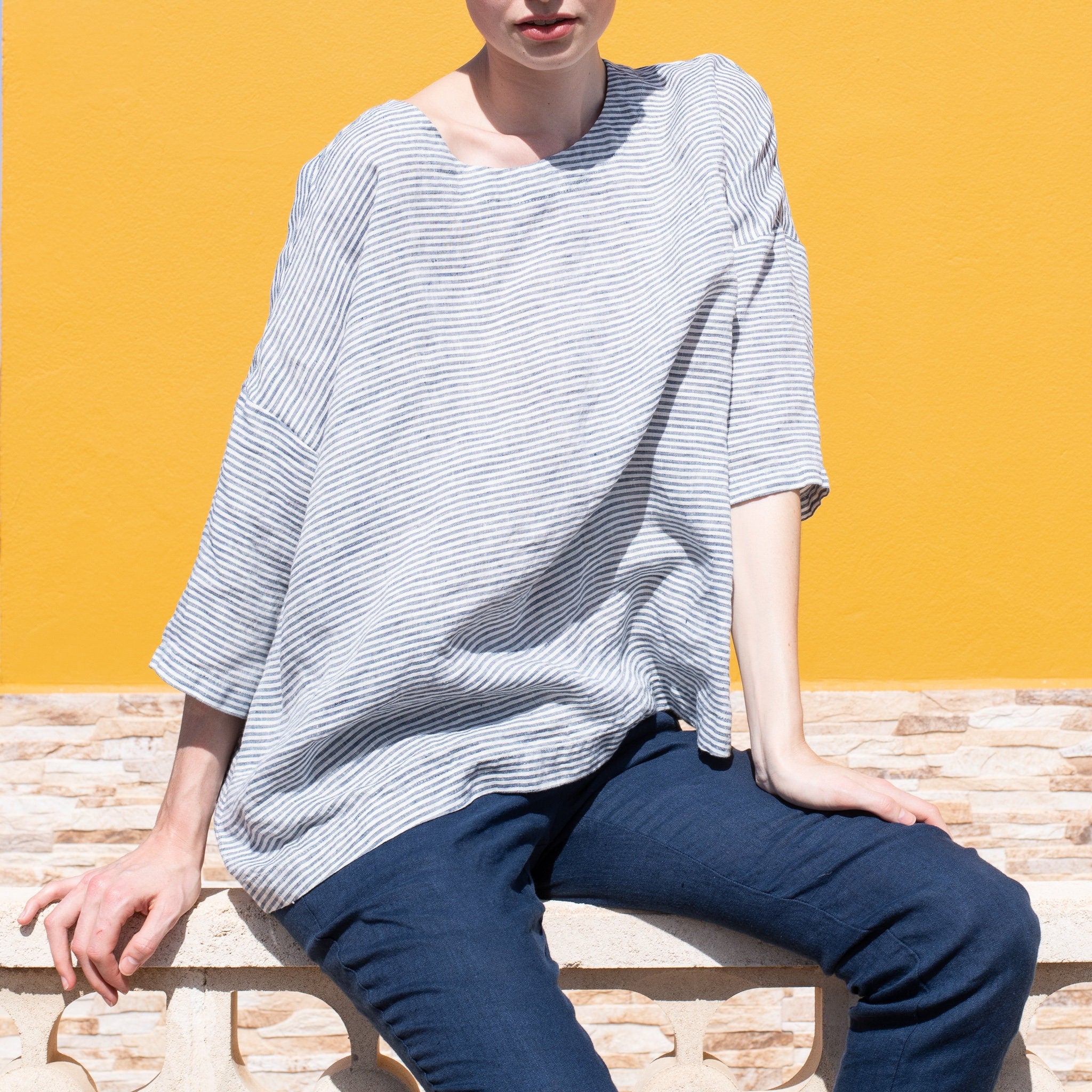 Oversized linen top OLD LONDON in light weight linen