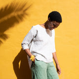 LEAF cropped front linen top - notPERFECTLINEN