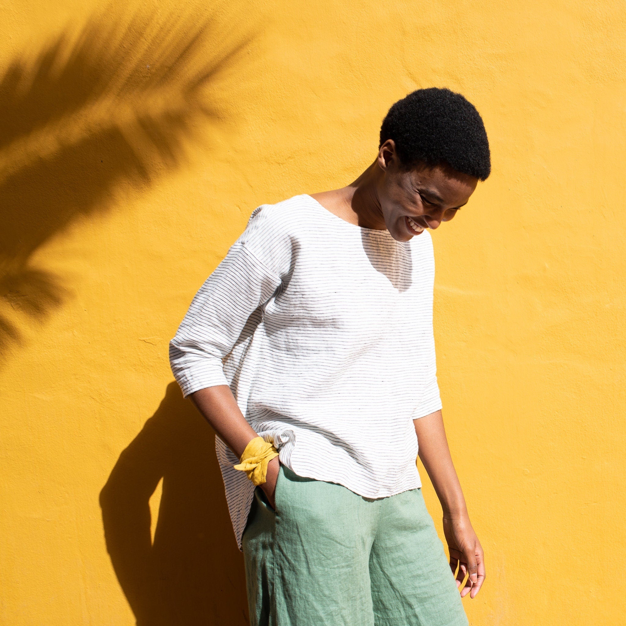 LEAF cropped front linen top - notPERFECTLINEN