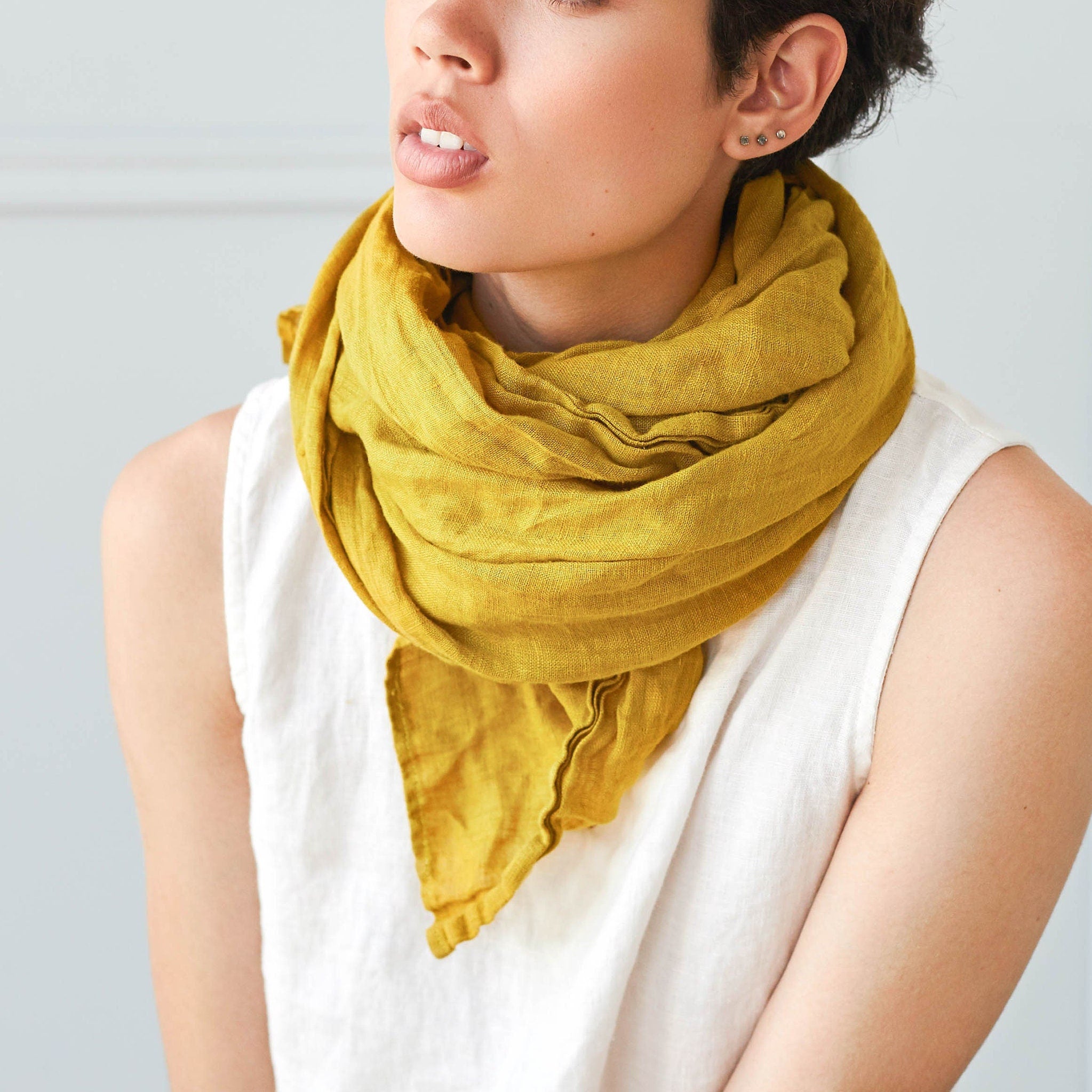 Washed linen scarf / Softened linen scarves in 9 colors / READY TO SHIP