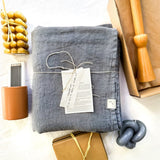 Linen Waffle Bath Towel Gift Sets in Dark Grey / Graphite - notPERFECTLINEN
