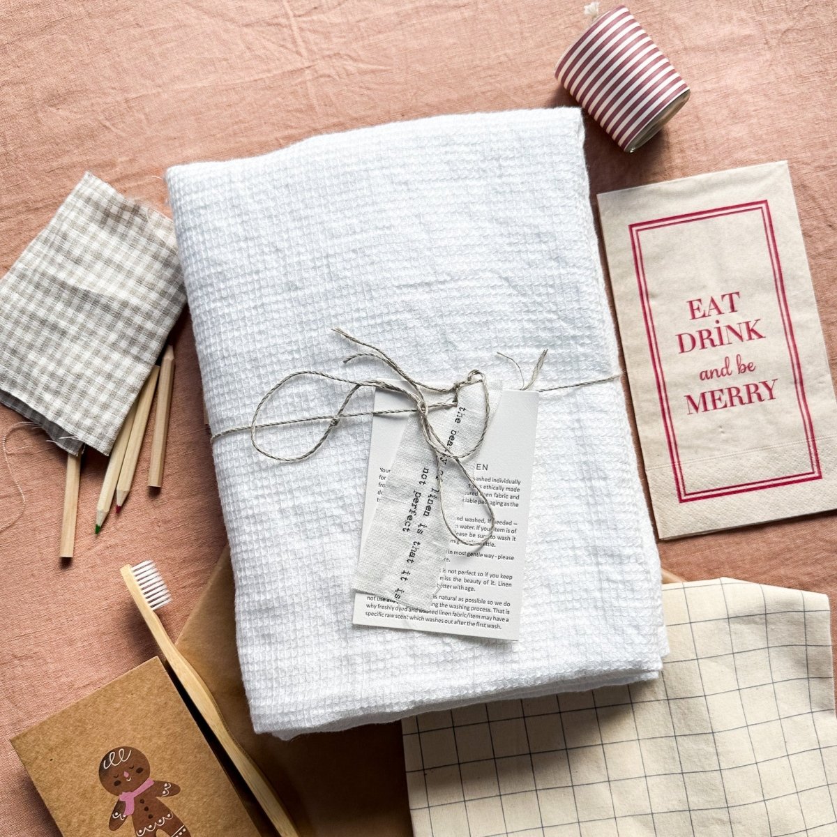 Linen Waffle Bath Towel Gift Sets in White - notPERFECTLINEN