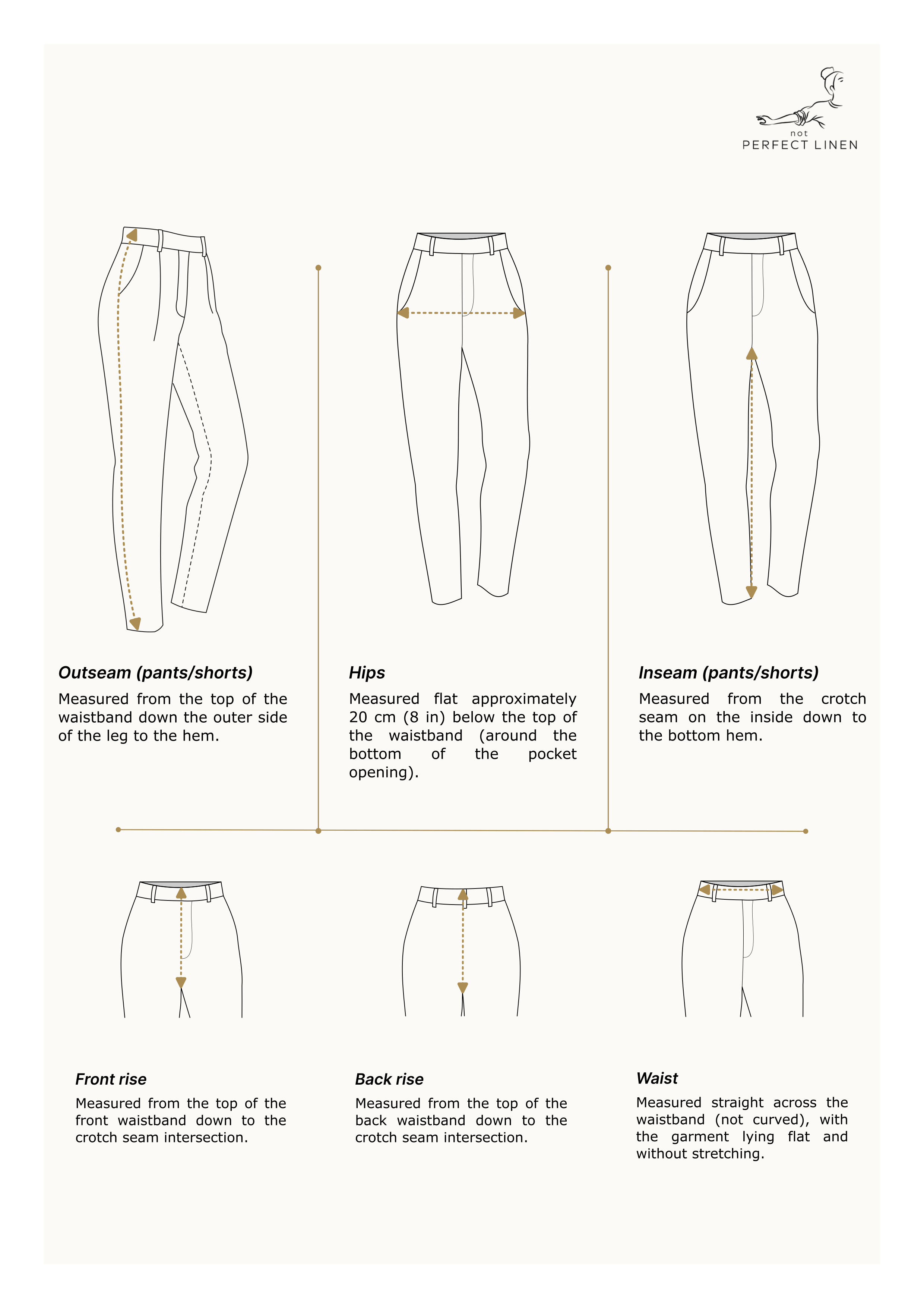 Maxi WELS wide leg linen pants measurement guide